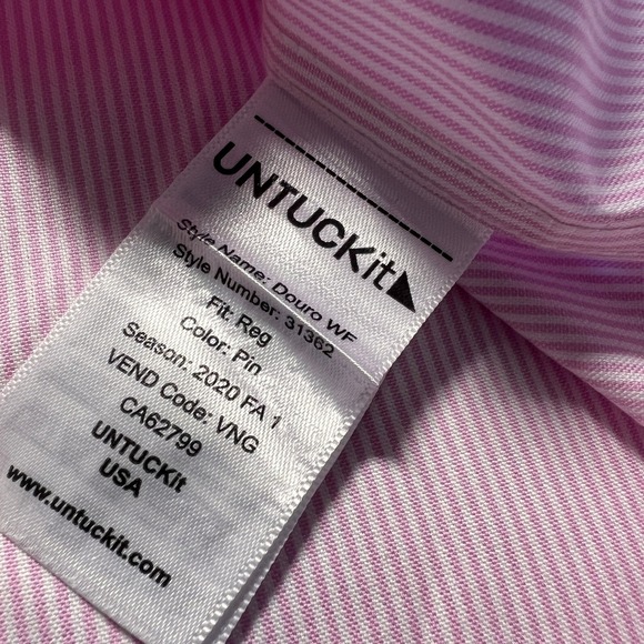 UNTUCKit Mens Small Pink Striped Cotton Dress Shirt Wrinkle Free Regular Fit - Picture 3 of 8